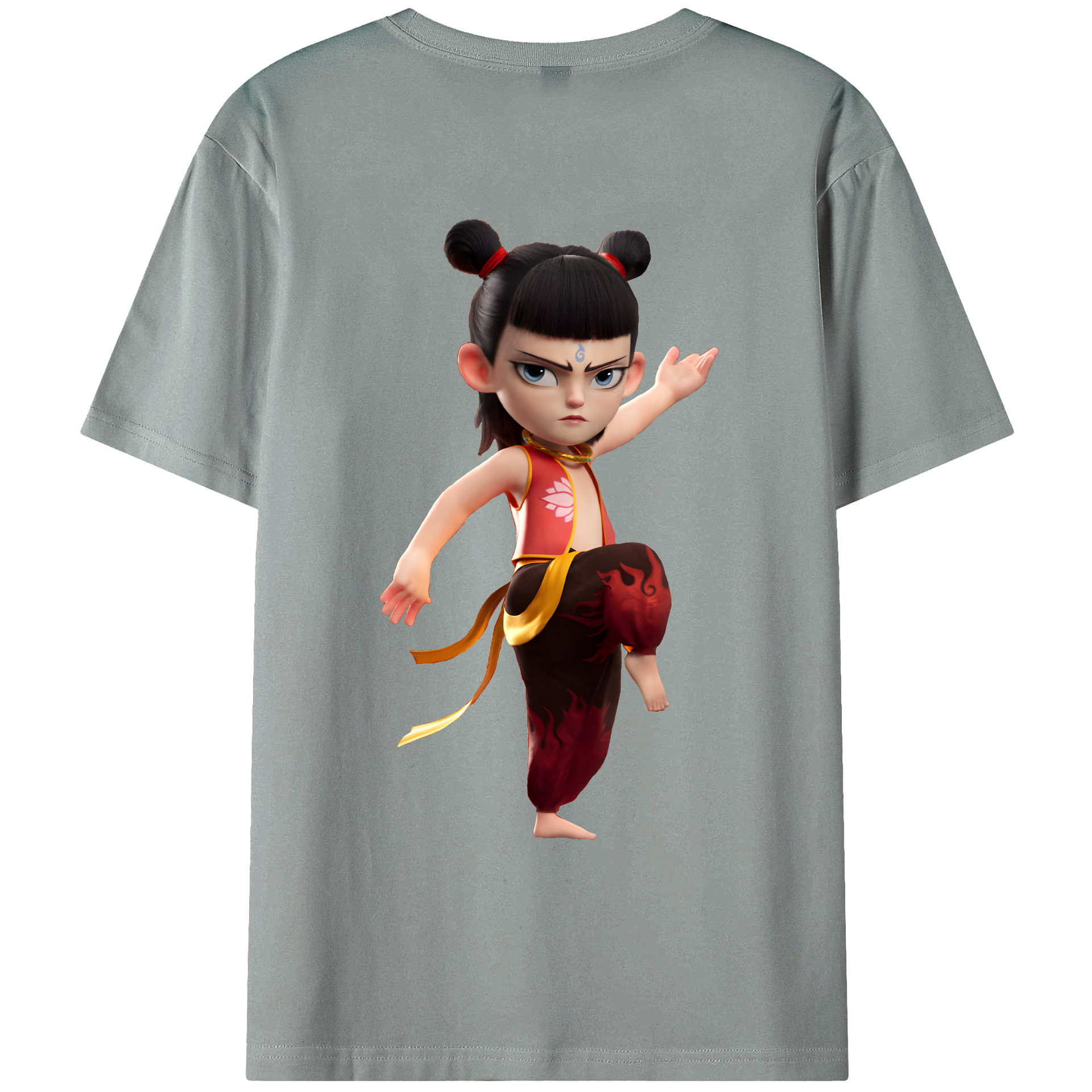 （画像用） Ne Zha 2 ナタ 魔童の大暴れ 綿100％ メンズ半袖Tシャツ（バックプリント） 通気性